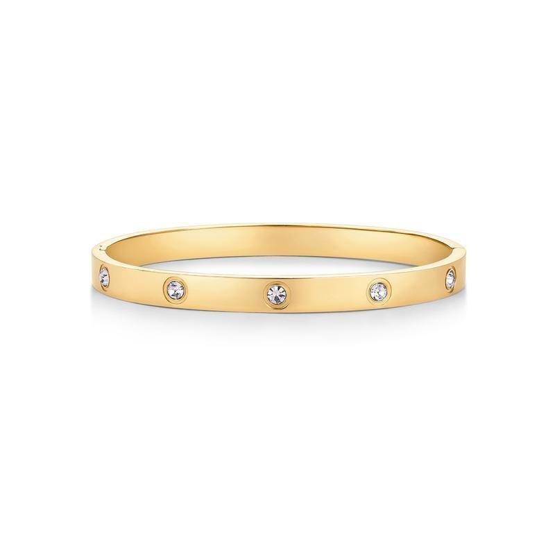 PAVOI 14K Gold Plated Love Bangle Bracelets for Women - Waterproof Hinged Bracelet Dupe with Cubic Z