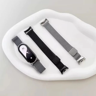 สายรัดแม่เหล็ก Milanese Loop for Xiaomi Mi Band 10 9 8 NFC สายรัดสแตนเลส สายรัดข้อมือเปลี่ยน for Miband 10 9 8