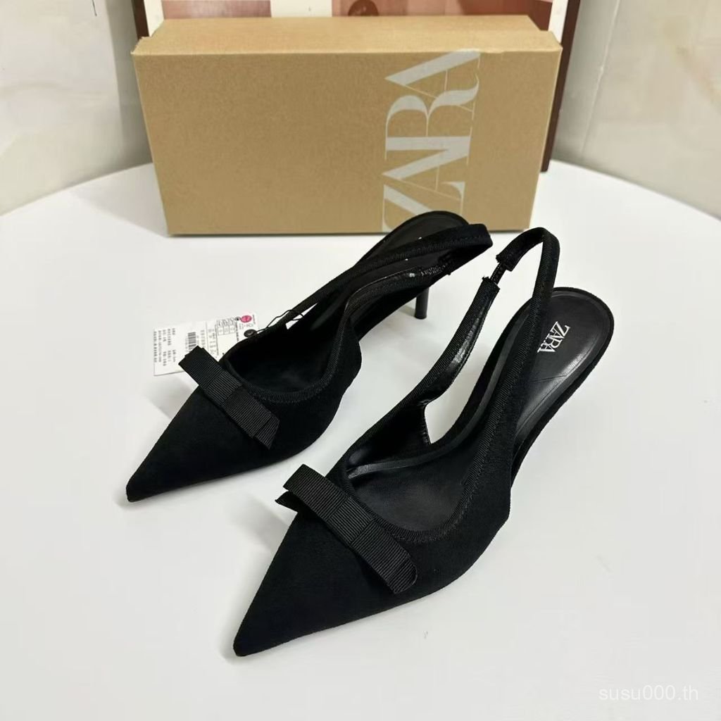 รองเท้าแฟชันสำหรับผู้หญิง สไตล์ฝรั่งเศสย้อนยุคปี 2025 มีโบว์และเปิดหน้าเท้า - รูปที่ 6