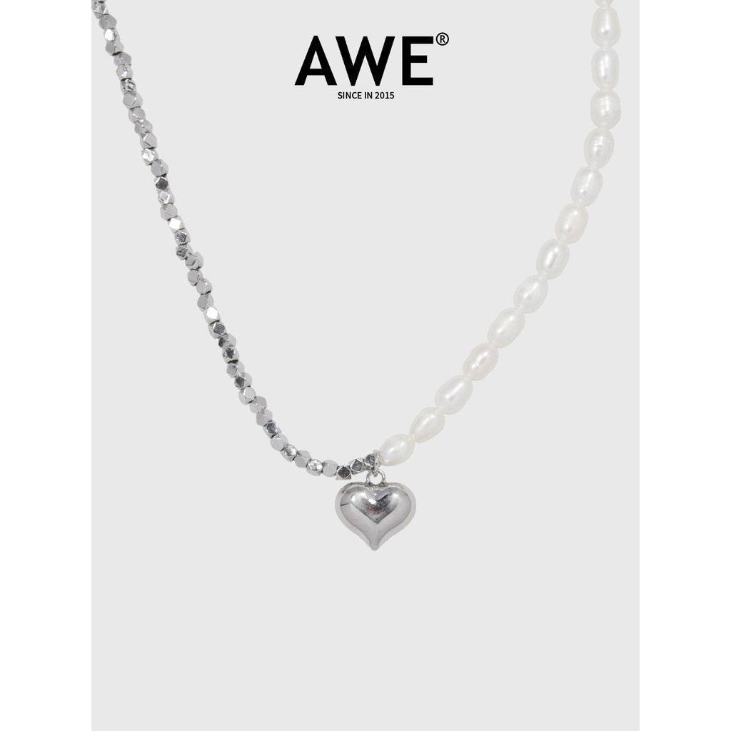 [Ma Junyan สไตล์เดียวกัน] AWE หักเงินมุกเย็บสร้อยคอรักแฟนคู่ S925 โซ่กระดูกไหปลาร้าเงินสเตอร์ลิง