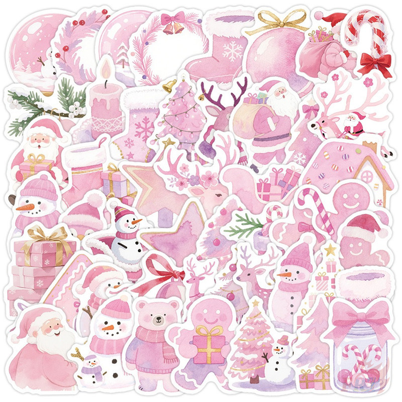 ❉ สติ๊กเกอร์ Pink Merry Christmas Series 04 ❉ 50 ชิ้น/เซ็ต DIY แฟชั่นสติ๊กเกอร์ Doodle กันน้ํา