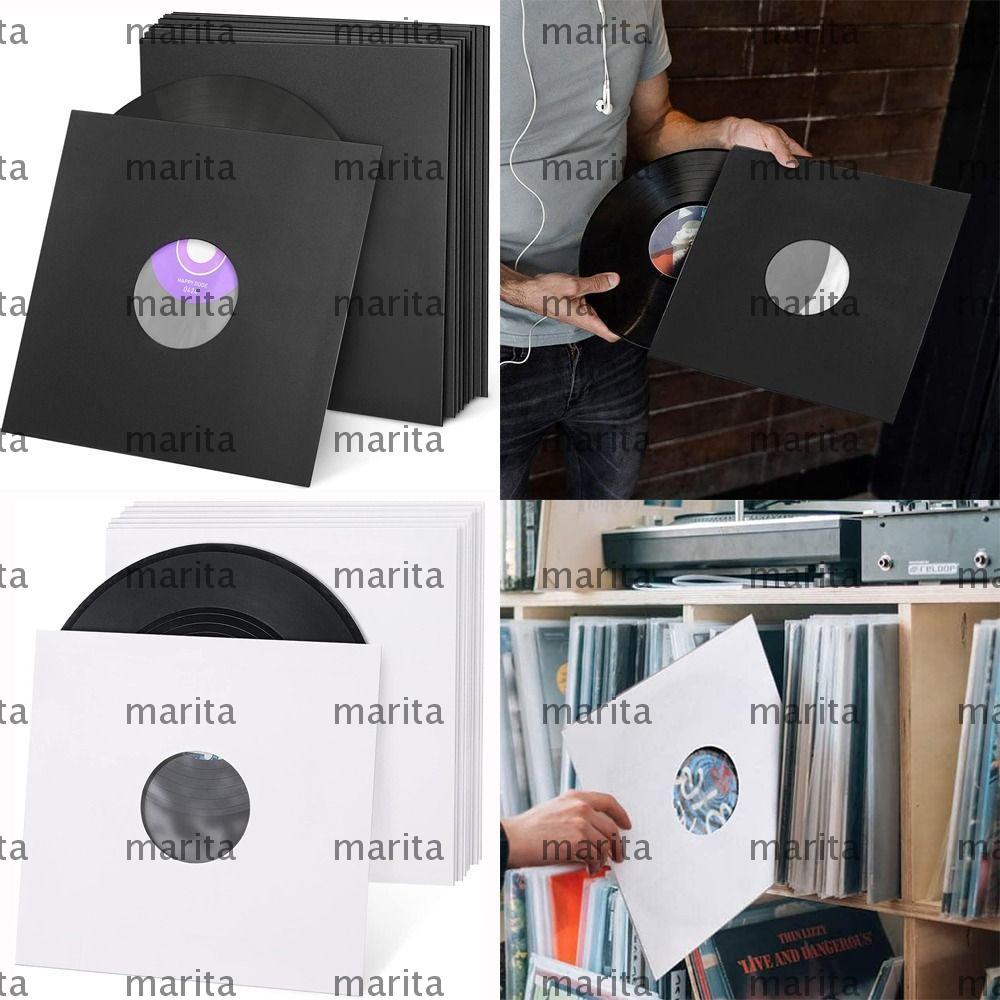 MARITA Vinyl Records Sleeve, Paper & Poly Lined 7/10/12inch LP Record Cover, Black White Vinyl Outer