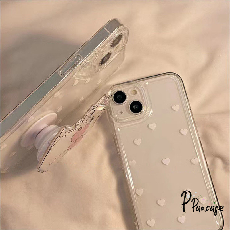 สำหรับ IPhone 11 14 17 15 16 13 12 Pro Max XS XR X Max 8 7 16 15 Plus SE เคสใสนุ่มน่ารักสีขาวรูปหัวใจแฟชั่นสดใหม่ - รูปที่ 5