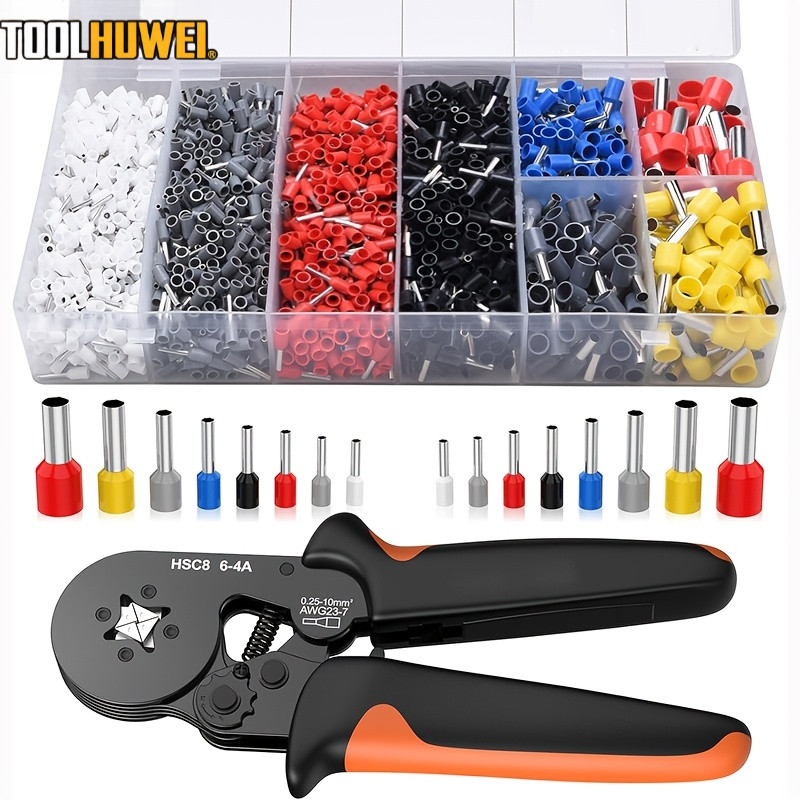 TOOLHUWEI Ferrule Crimping ชุดเครื่องมือ – HSC8 6-4A Self-Adjustable Ratchet Crimper 400/1250/1900/2