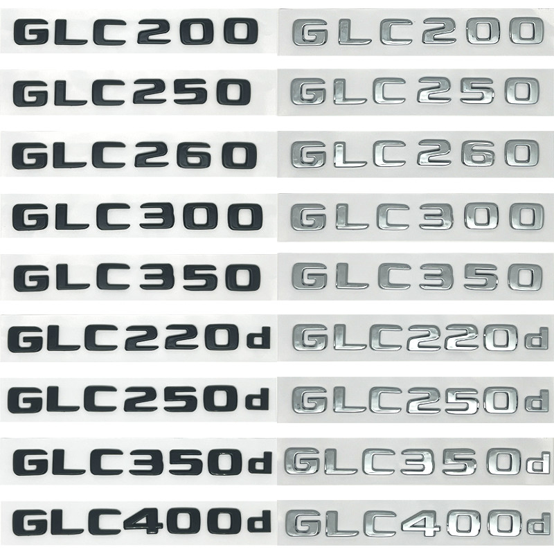 Mercedes GLC X253 4Matic 3D Chrome Black Letter Badge GLC300e GLC350e GLC400e ด้านหลังสัญลักษณ์รถสติ