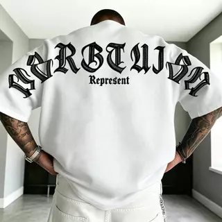 UT shop💥เสื้อยืดผ้าคอตตอน 100% “Represent” ทรง Oversize คอกลม แขนสั้น ผ้านุ่มสบาย ใส่ได้ทุกวัน ฤดูร้อน ไซส์ S-3XL
