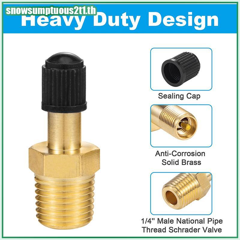 [ใหม่] 1/4 NPT 1/8 NPT ถังอัดลมวาล์วเติมวาล์ว Anti-Corrsion ทองเหลือง Schrader วาล์ว (M) อัตโนมัติยาง Core Inflator Connector [TH]