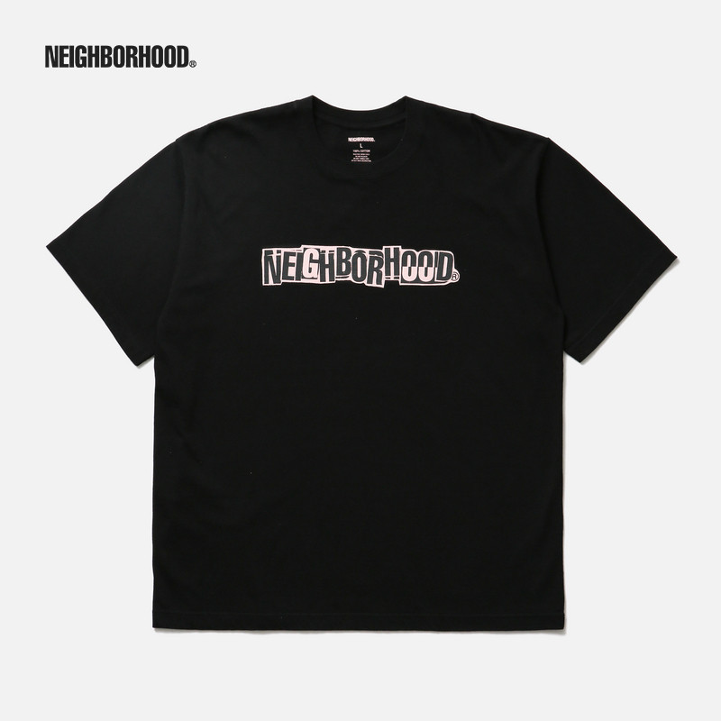 NEIGHBORHOOD Creative Colourful Letter Logo พิมพ์ฤดูร้อน 100% Premium Cotton Casual Round Neck Short