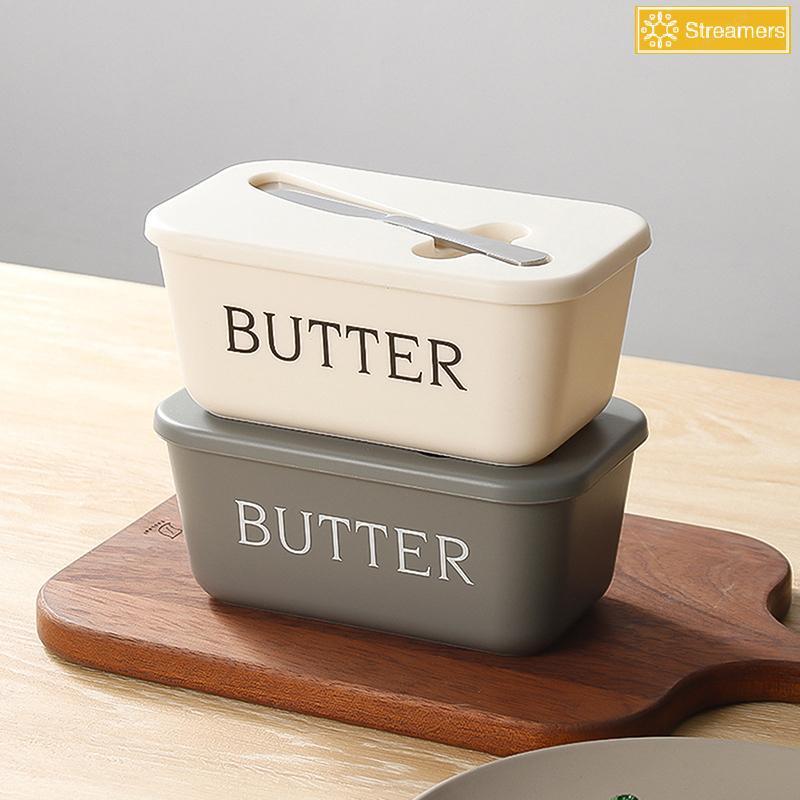 {Streamers} Butter Container Food Grade PP Box ร้านอาหารกล่องเก็บของปิดผนึกจานชีสพร้อมมีดเครื่องตัดเนยเนยบนโต๊ะอาหารใหม่