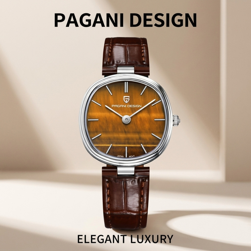 PAGANI DESIGN 2026 ใหม่หรูหราควอตซ์นาฬิกาผู้หญิงแฟชั่นกันน้ํา sapphire คริสตัลสายหนังกีฬานาฬิกาสําหร