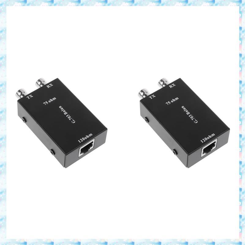 [RQMU] 2X 2.048Mbps G703 Coaxial BNC to RJ45 Transmitter E1 Converter Balance to Undance 75 Ohm to 1