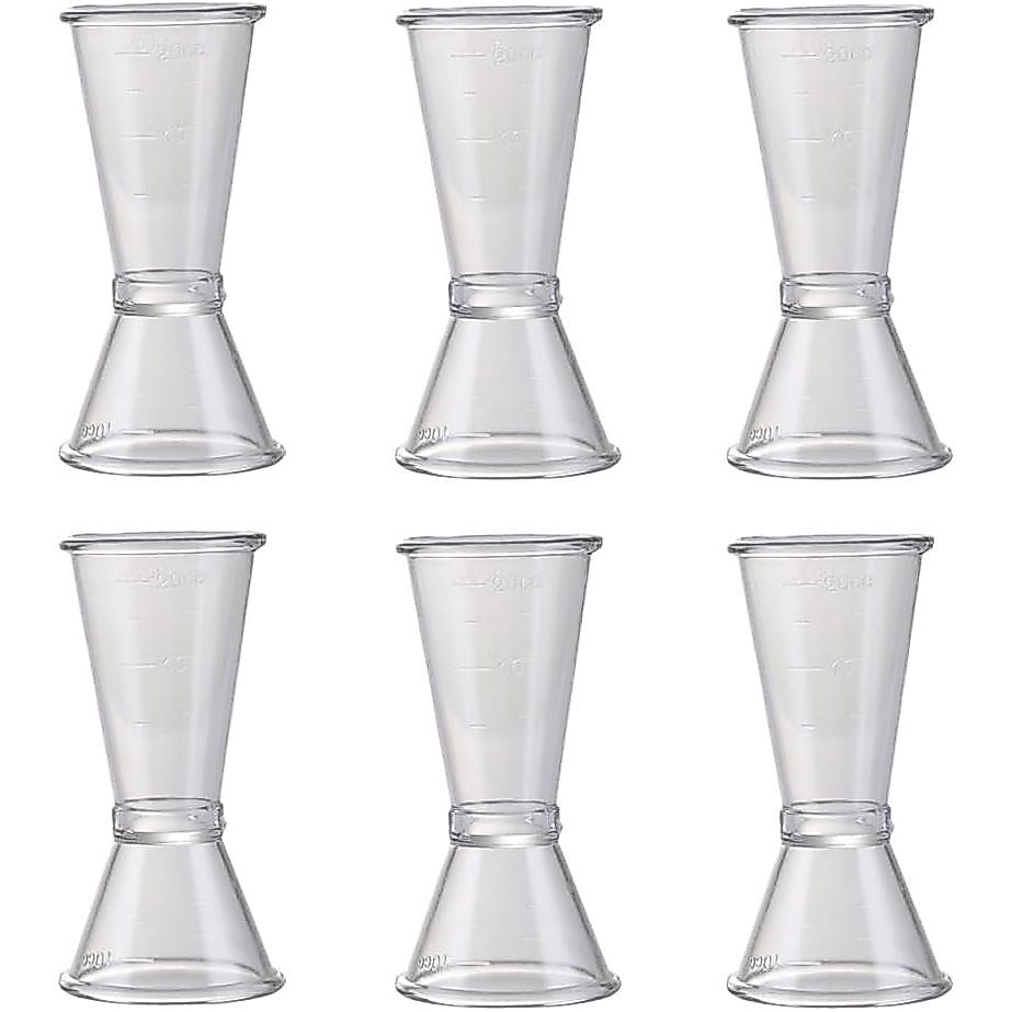 6 ชิ้นสองหัวJiggerพลาสติกค็อกเทลJiggerบาร์วัดJigger 10ml/20ml Double Jigger Bartending ค็อกเทลวัดเคร
