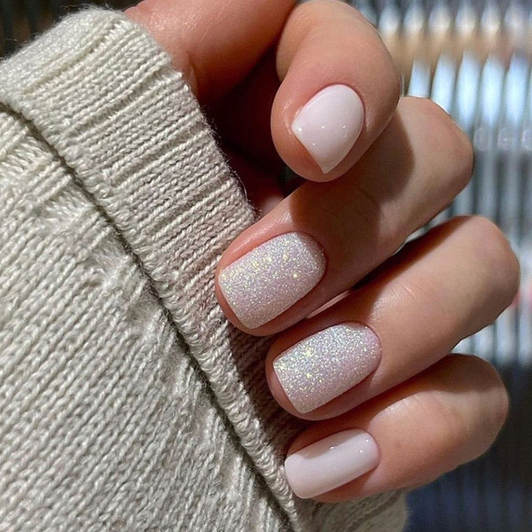 | 【เล็บปลอม】 | เล็บปลอม y2k ♪Simple Pink Gentle Girl Nails Sweet Cute Aurora Glitter เล็บปลอมสวมใส่ช
