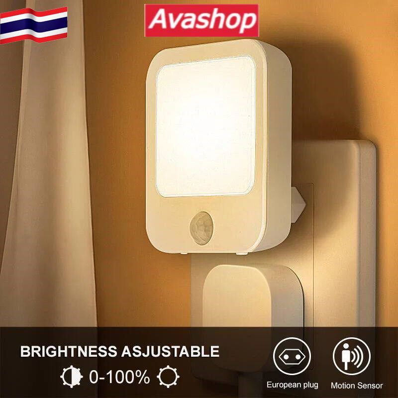 🇹🇭ส่งจากไทย🇹🇭 โคมไฟกลางคืน LED ไร้สาย ปลั๊ก US พร้อมเซนเซอร์จับการเคลื่อนไหว สําหรับห้องนอนเด็ก เหมาะสำหรับบันได/ทางเดิน/มุมห้อง