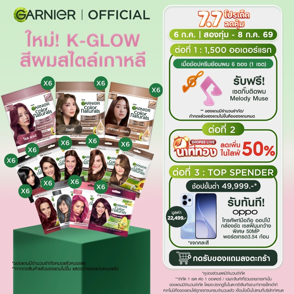 [มีแถม! + เฉดใหม่!เพียงชิ้นละ43.-ในไลฟ์] การ์นิเย่ คัลเลอร์ แนทเชอรัลส์ x6 | Garnier Color Naturals x6 (สีผม,ย้อมผม,Garn