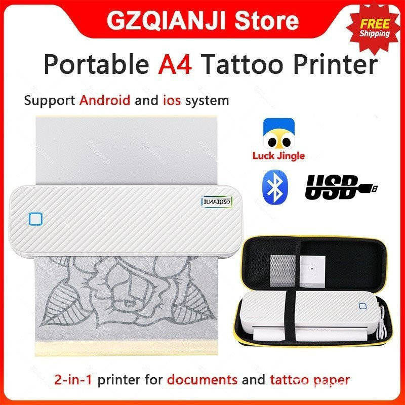Mini Tattoo เครื่องพิมพ์ความร้อน A4 เครื่องพิมพ์ความร้อน Tattoo Stencil Transfer เครื่องพิมพ์บลูทูธก