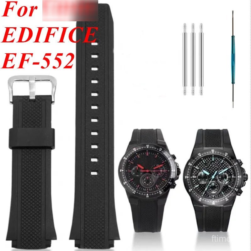 สําหรับ EDIFICE EF-552 19 มม.ยืดหยุ่นผิวFriendly TPU สายรัดข้อมือเรซิ่น Sweatproof สายนาฬิกาธุรกิจทุกวันกีฬานาฬิกาสร้อยข้อมือสปริงบาร์