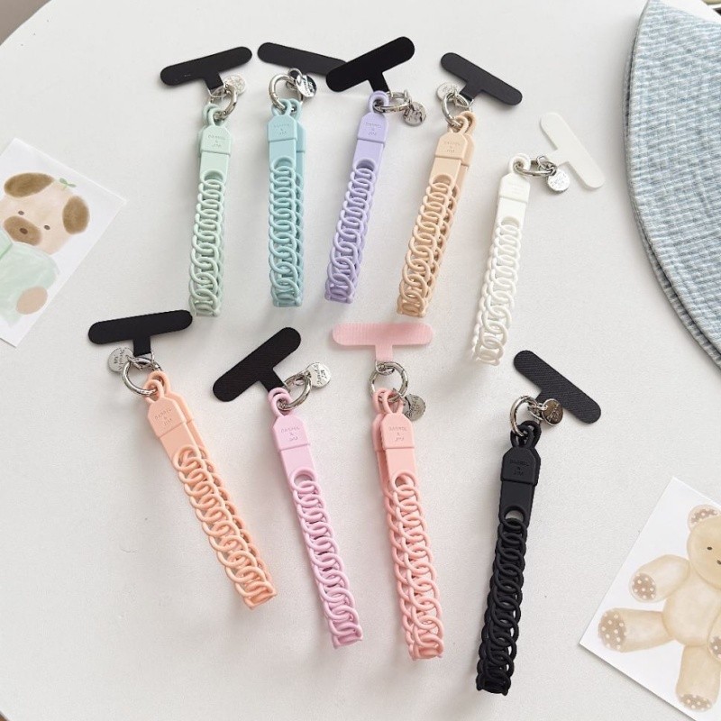 น่ารักพาสเทล Macaron ซิลิโคนสายโทรศัพท์ Hollow Chain สายรัดข้อมือ Universal Anti-Drop Hand Wristlet พวงกุญแจ