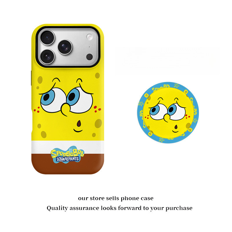 เคสไอโฟน สีเหลืองลายการ์ตูนน่ารัก สไตล์เกาหลี อินสตราแกรม มีขาตั้งรูปการ์ตูน สำหรับ iPhone 17 16 15 14 13