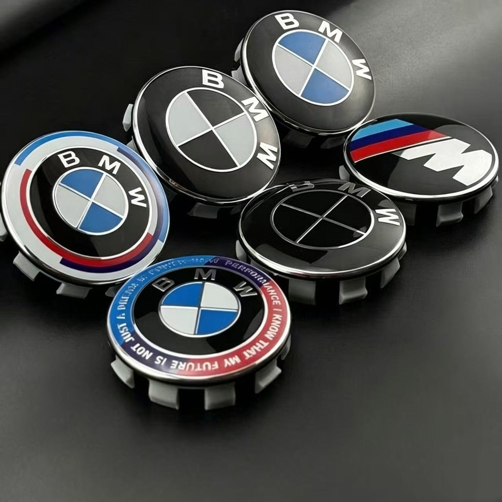 4 PC 68 มม.56 มม.ศูนย์ล้อหมวกป้ายสัญลักษณ์ 50th Anniversary สําหรับ BMW M Emblem E46 E36 E34 F10 E90