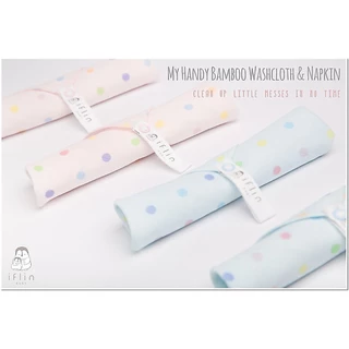 Iflin - ผ้าเช็ดปาก ผ้าอาบน้ำและผ้าอเนกประสงค์ใยไผ่ - ขนาด 10×12 นิ้ว - My Handy Bamboo Washcloth & Napkin (6ผืน)