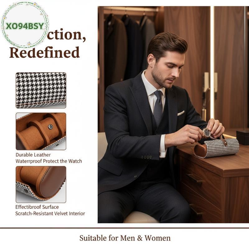XO94BSY Travel Watch Storage Case Roll 1 2 3 Slot Organizer for Men Secure Cushion for Business หรือ