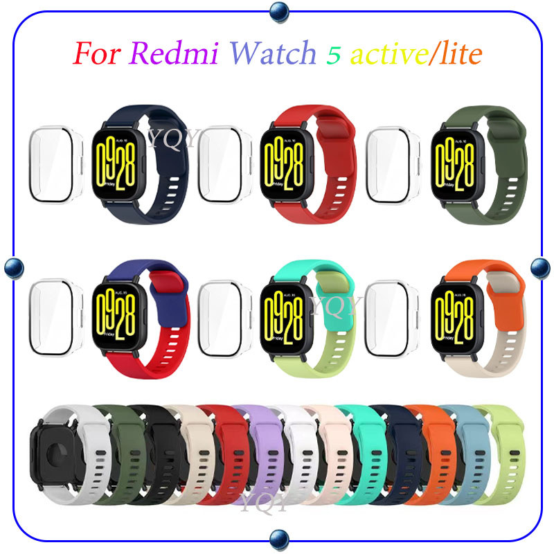 For Redmi Watch 5 active Redmi Watch 5 lite สาย 2 สี For Redmi Watch 5 active/lite สาย+เคส สายนาฬิกา ซิลิโคนคุณภาพสูง