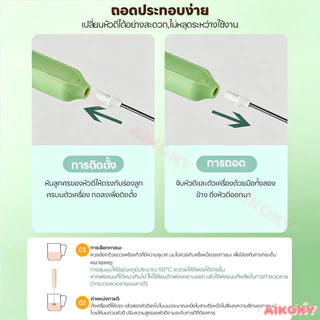 AIKOKY เครื่องตีฟองนมไฟฟ้า ที่ตีฟองนม กาแฟ ที่ตีฟองนมไร้สาย ปรับความเร็ว ที่ตีไข่แบบชาร์จ USB