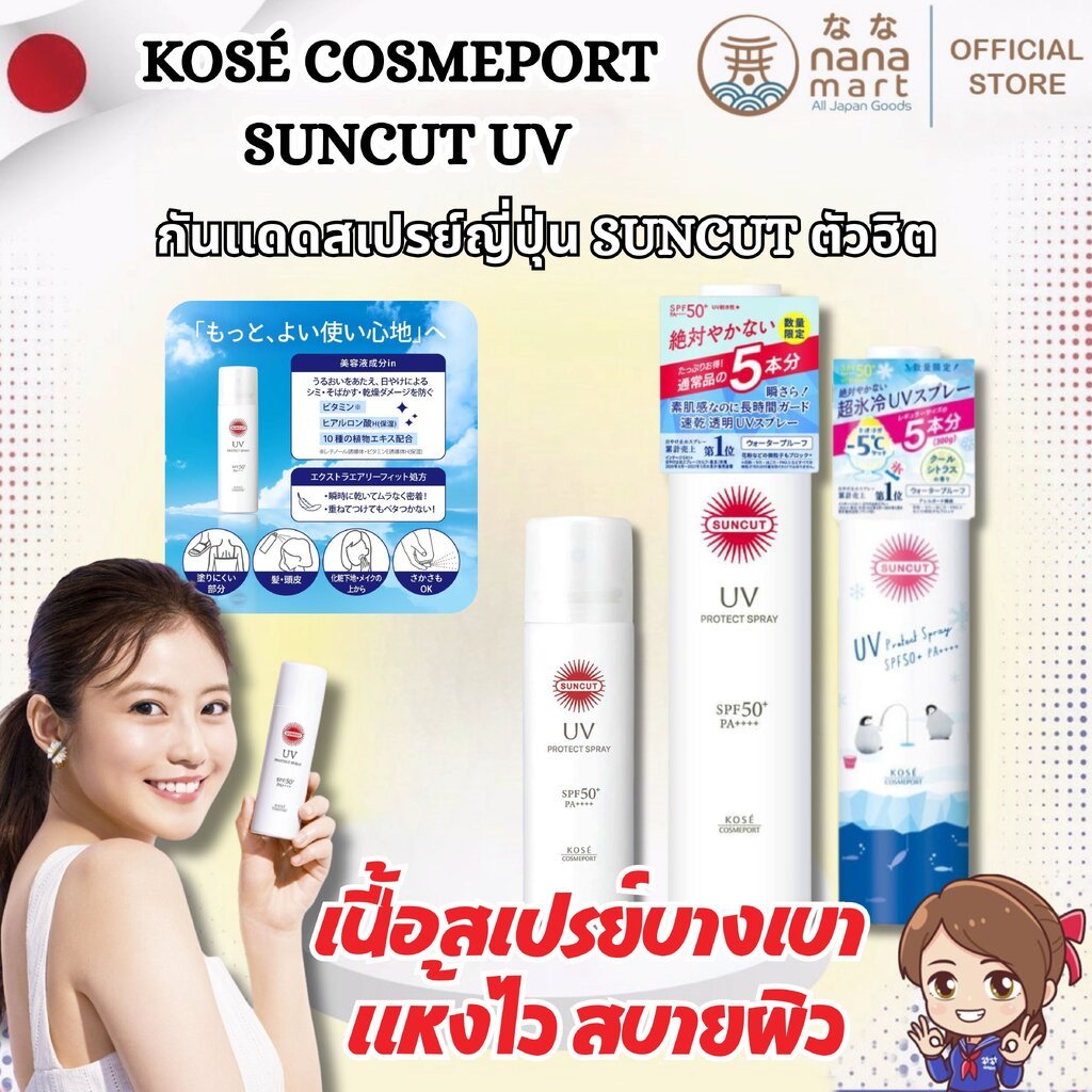 กันแดดสเปรย์ญี่ปุ่น SUNCUT ตัวฮิต KOSÉ COSMEPORT SUNCUT UV Protect Spray