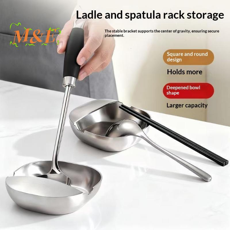 [M&E] ทัพพีสแตนเลส Ra Self-Standing Stable SpatuThiened ช้อน Rest Rust Proof ฐานมั่นคงที่วางอุปกรณ์ทําอาหารในครัว [ใหม่]