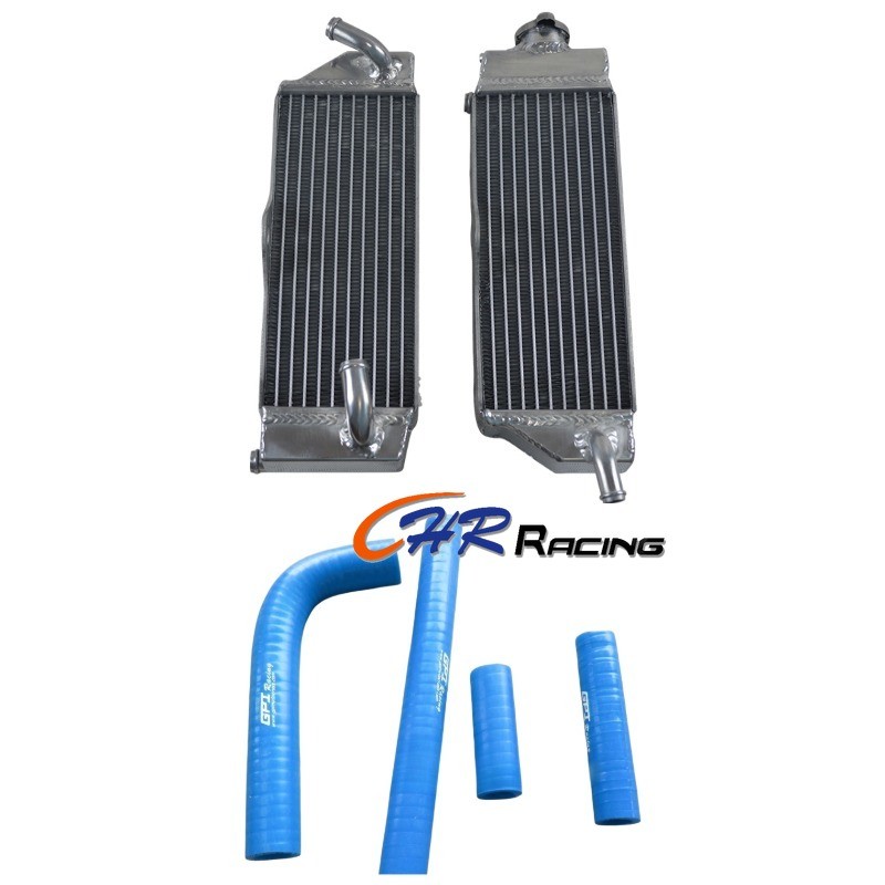 LH & RH หม้อน้ําอลูมิเนียม + ท่อหม้อน้ําซิลิโคนสีฟ้าสําหรับ 1998 1999 2000 Yamaha YZ400 YZ400F YZ 40
