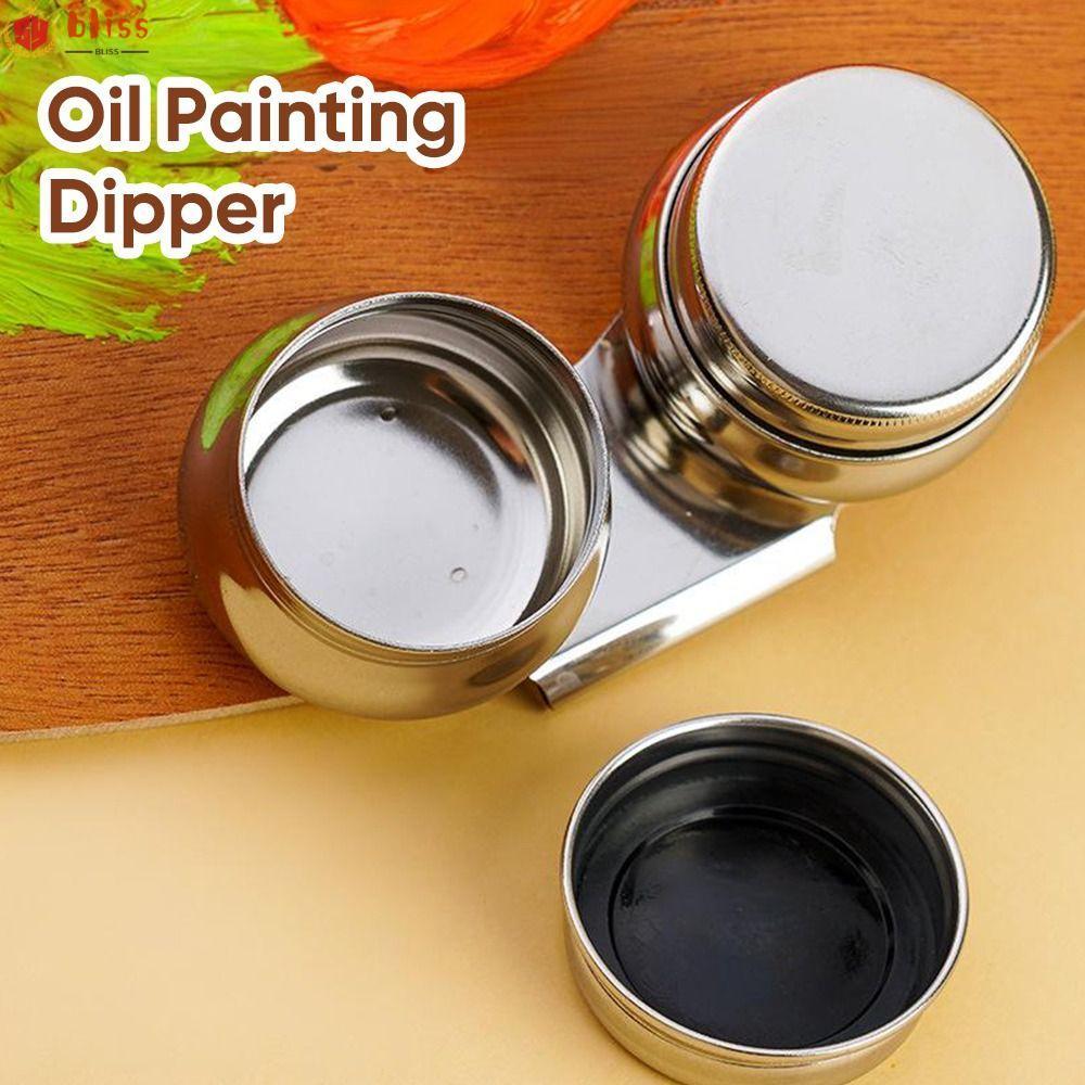 BLLISS ภาพวาดสีน้ Dipper, ภาพวาดสีน้ํามันสีน้ํา Single/Double Hole Painting Brush Washer, ทําความสะอาดง่ายหม้อสีน้ํามันสแตนเลสภาพวาดสีน้ํามัน