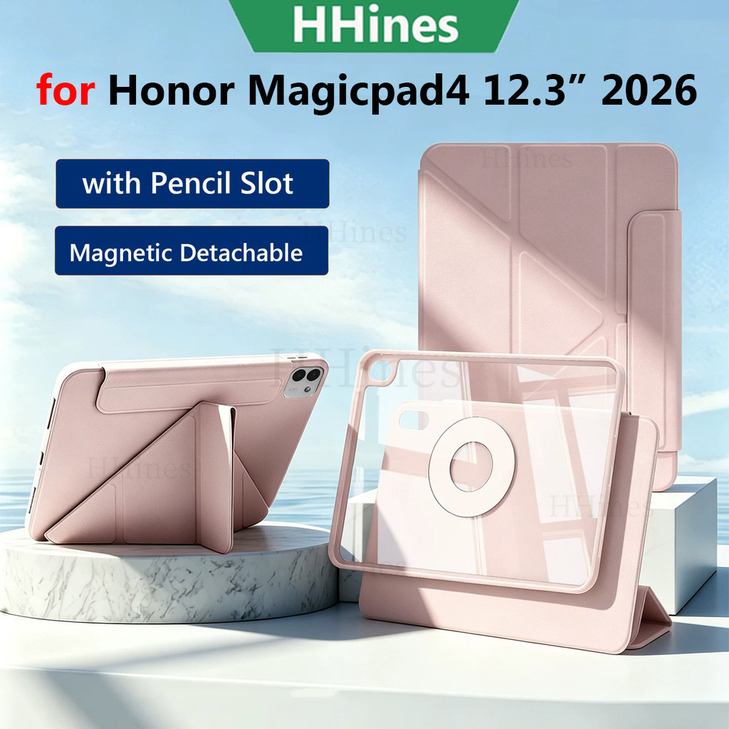 สําหรับ Honor Pad Magicpad4 12.3 นิ้ว 2026 YL-W09 Pad 20 12.1 Pad 10 Pad9 MagicPad2 3 Pro 13.3 "Pad X8b X9a 2025 X8a 11 V9 GT 11.5 360° หมุนที่ถอดออกได้แม่เหล็กพลิกยืนกรณี