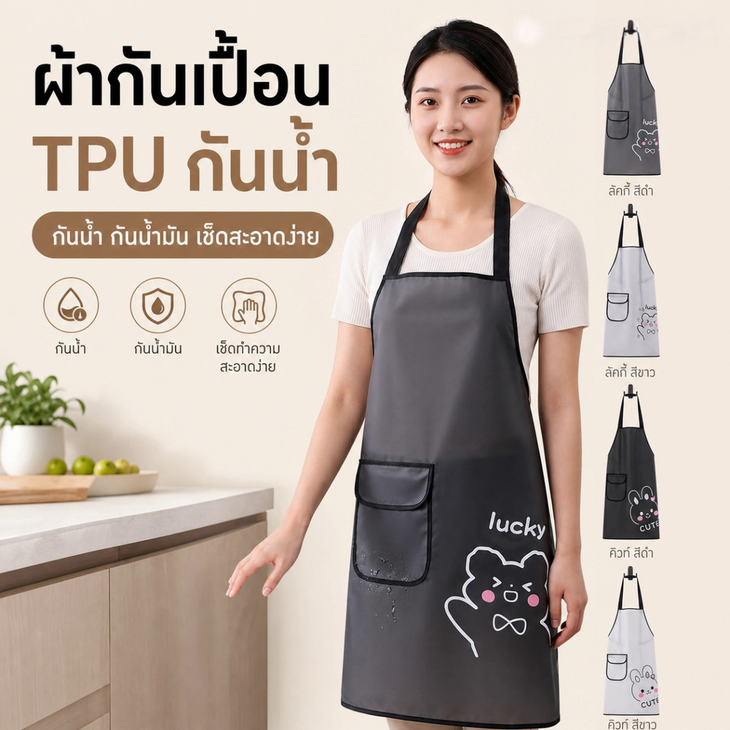 Stretchy Robust TPU Waterproof Anti Oil Apron, Quick Wash, Protection For Kitchen & Daily Use