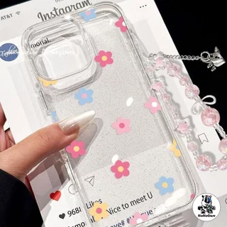 เคส For iPhone 16 เคสไอโฟน11 ใสแวววาวสุดสดใส เคส TPU ดอกไม้หลากสี เข้ากันได้กับ iPhone 12 13 16 15 14 Pro max XR 16Plus