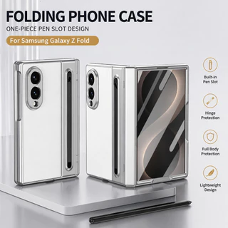 SAMSUNG ส่งสไตลัสพร้อมปลอกหนังฟิล์มสําหรับSamsung Z FOLD 8 Ultra fold7/6 fold5/4/3 เคสโทรศัพท์พร้อมStylus Shellเมมเบรนบานพับหน้าจอพับแพ็คเกจเต็มป้องกันการล่มสลาย