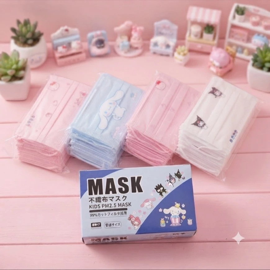 สำหรับเด็ก Face Mask กันฝุ่น กันPM2.5 แมสเด็กลายการ์ตูน 1กล่อง50ชิ้น เนื้อหนา 3ชั้น เลือกลายเองได้