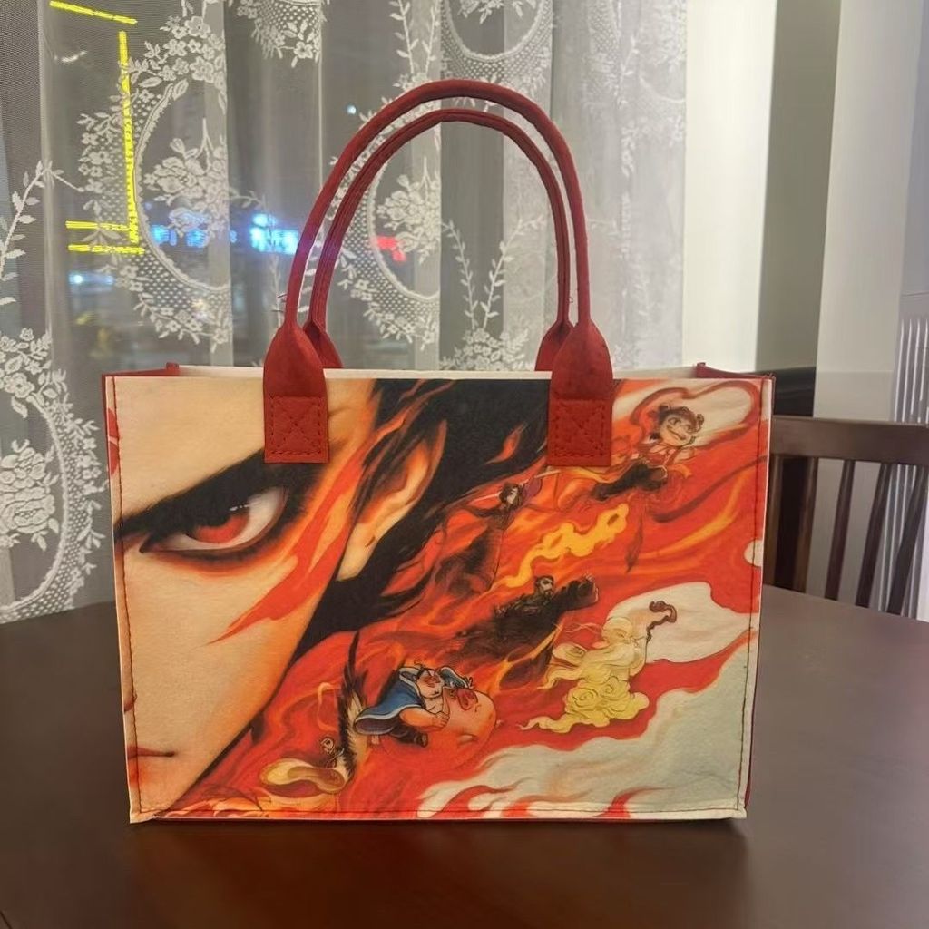 Nezha Magic Boy Felt Bag Nezha Anime Student Bag Handbag Daily Use National Trend Bag Female Style 2