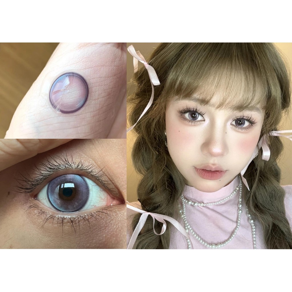 (1 คู่) BLKBMEI3, Xiyoulens ยี่ห้อ ,14.20mm,Gdia:13.50mm,(เกรด 0-8), คอนแทคเลนส์ 6 เดือนใช้ (สีม่วง)