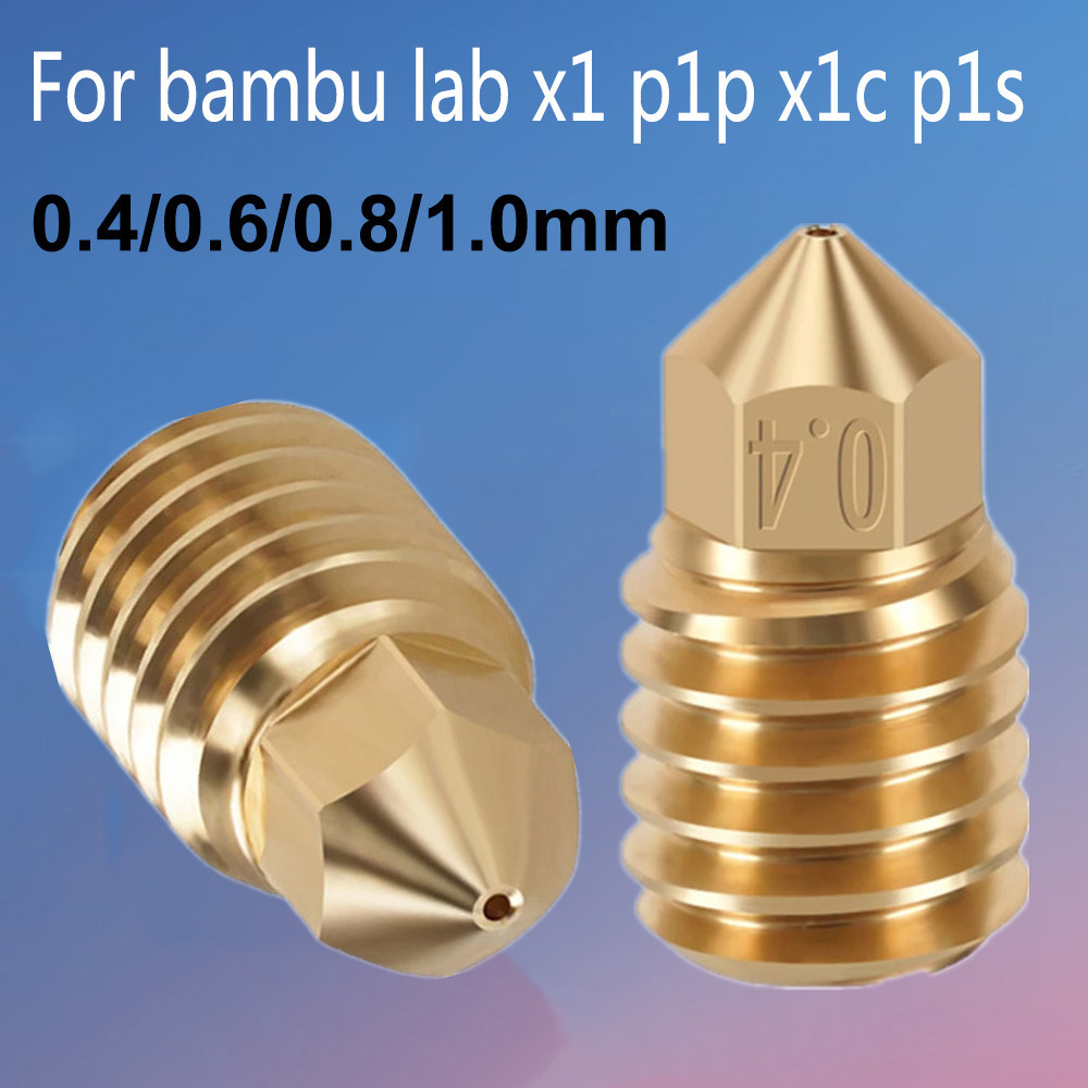 2/5Pcs Nozzles for Bambu X1 P1P X1C P1S 3D Printer Hot End Nozzles 0.4/0.6/0.8/1.0mm Brass Nozzle fo
