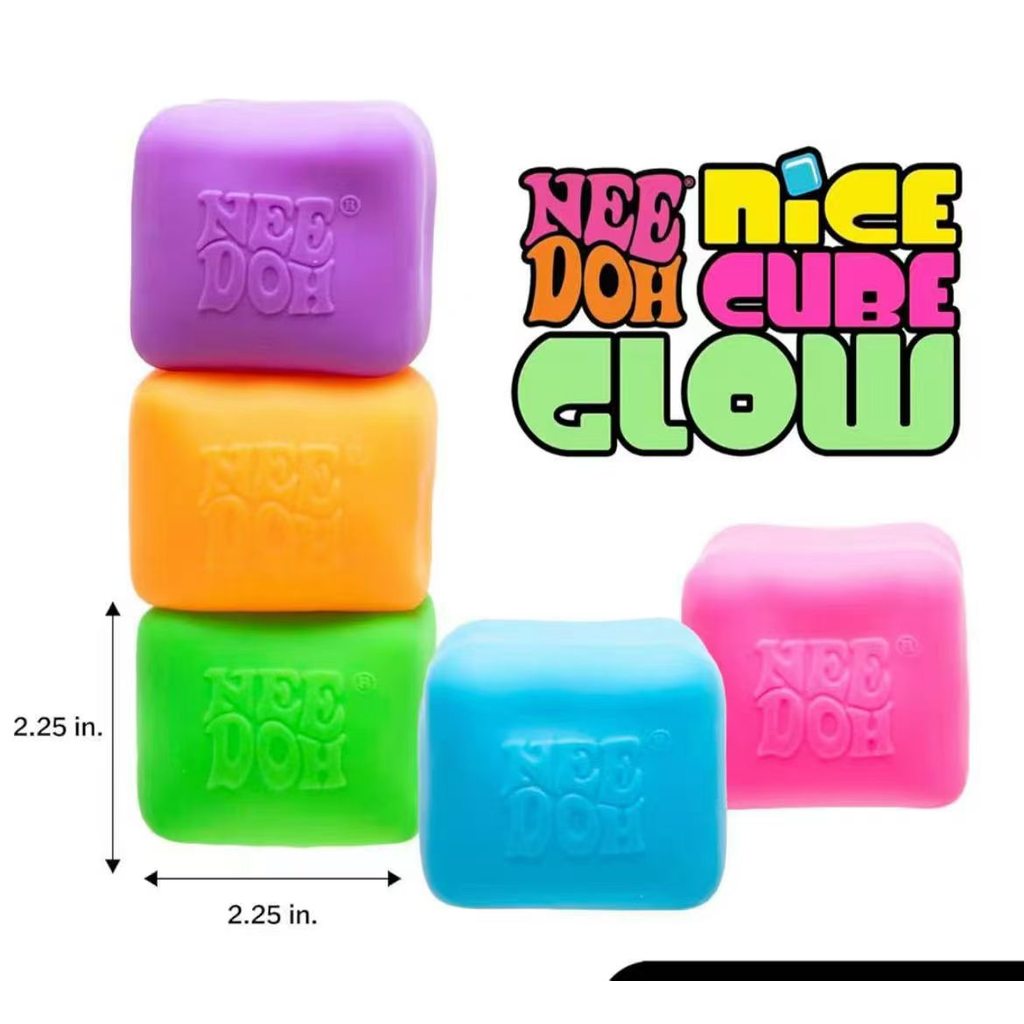 NeeDoh Super Solid Squish Glow in the dark อินเทรนด์ Creative Luminous Cube ช้า Rebound Sensory Squeeze ของเล่นนุ่มเด็กของขวัญคอลเลกชัน Nice Cube Decompression กล่อง