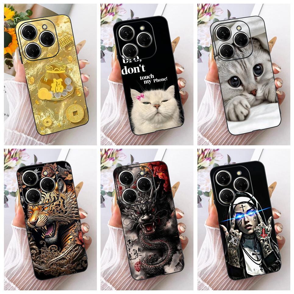 Lucky เคสโทรศัพท์สําหรับ Tecno Spark GO 2024 Spark 20c BG6 BG7 กรณี Cool Dragon และ Tiger การ์ตูนปกห