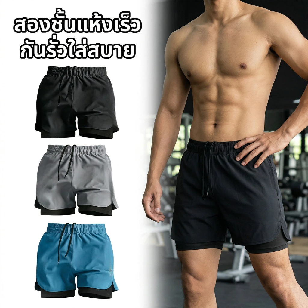 กางเกงกีฬาขาสั้น ไซส์ใหญ่ แบบแห้งเร็ว ระบายอาก ความยืดหยุ่นสูง เหมาะกับใส่ออกกําลังกาย วิ่ง สําหรับผู้ชาย M-5XL