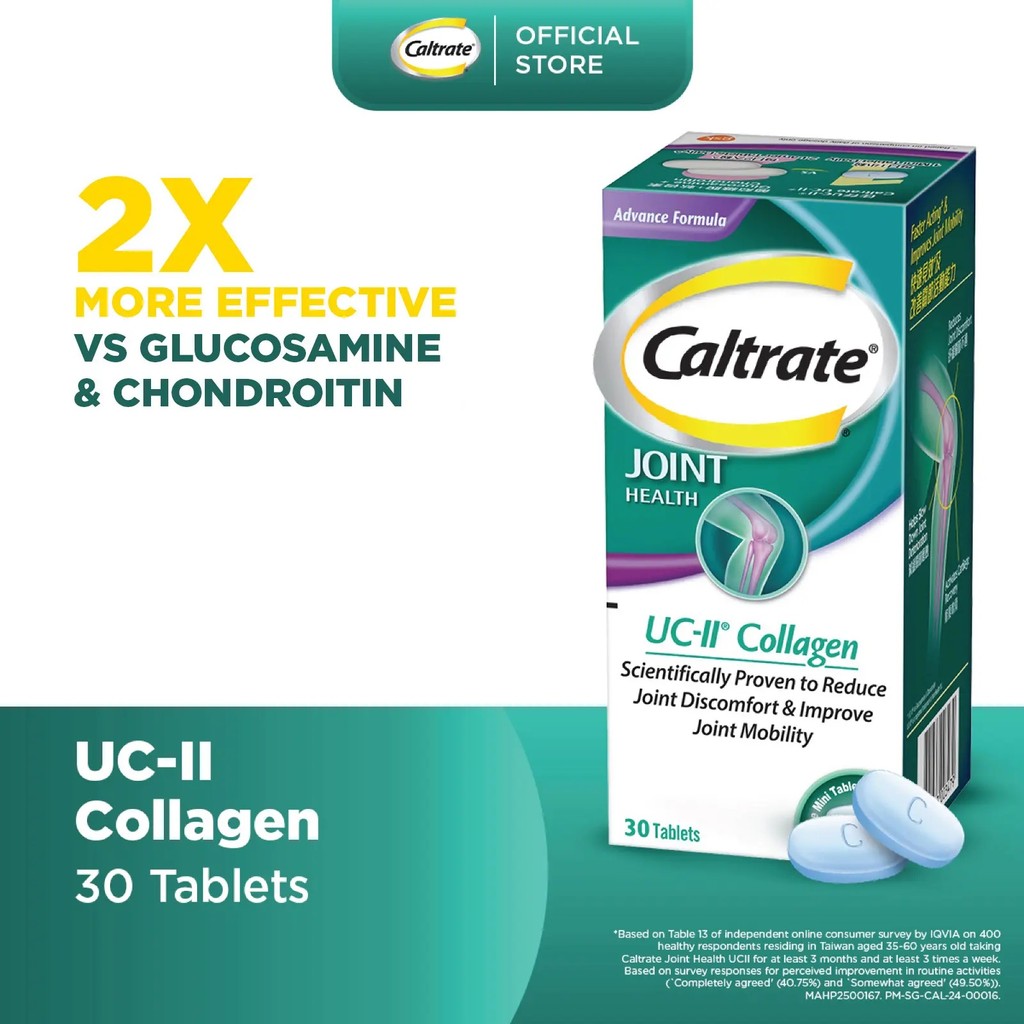 CALTRATE Joint Health อาหารเสริมคอลลาเจน UCII ลดความสบายของข้อ 2X มีประสิทธิภาพมากขึ้น vs Glucosamin