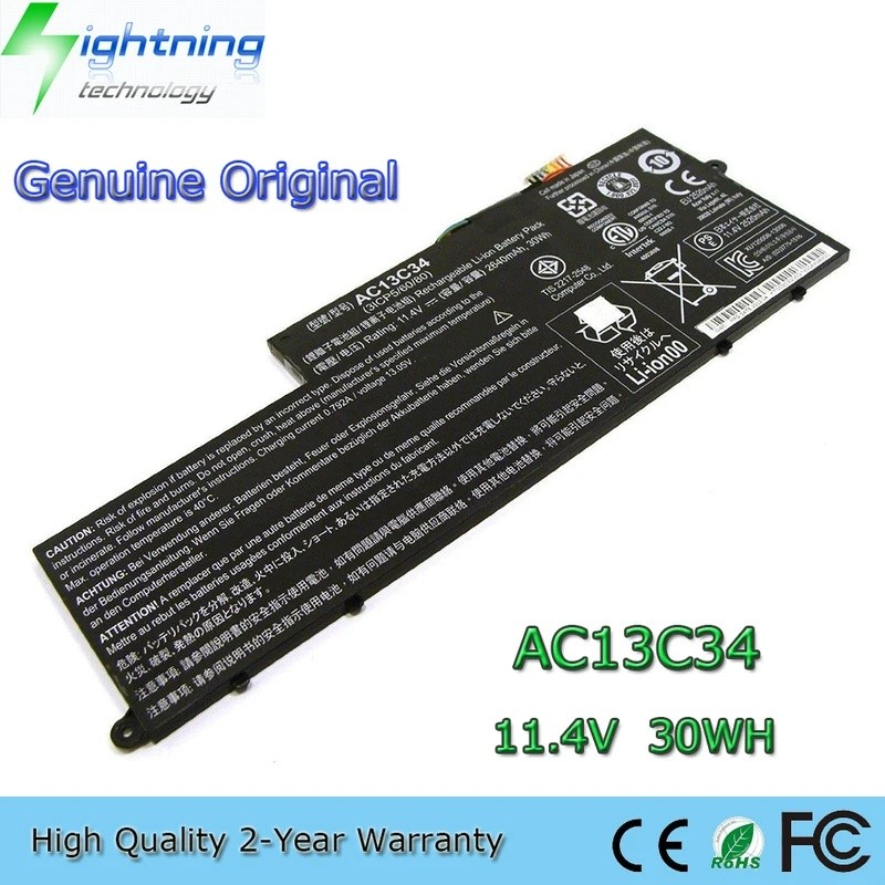 ยี่ห้อใหม่ AC13C34 11.4V 2640mAh แบตเตอรี่แล็ปท็อปสําหรับ Acer Aspire V5-122P V5-122 E3-111 E3-112 E