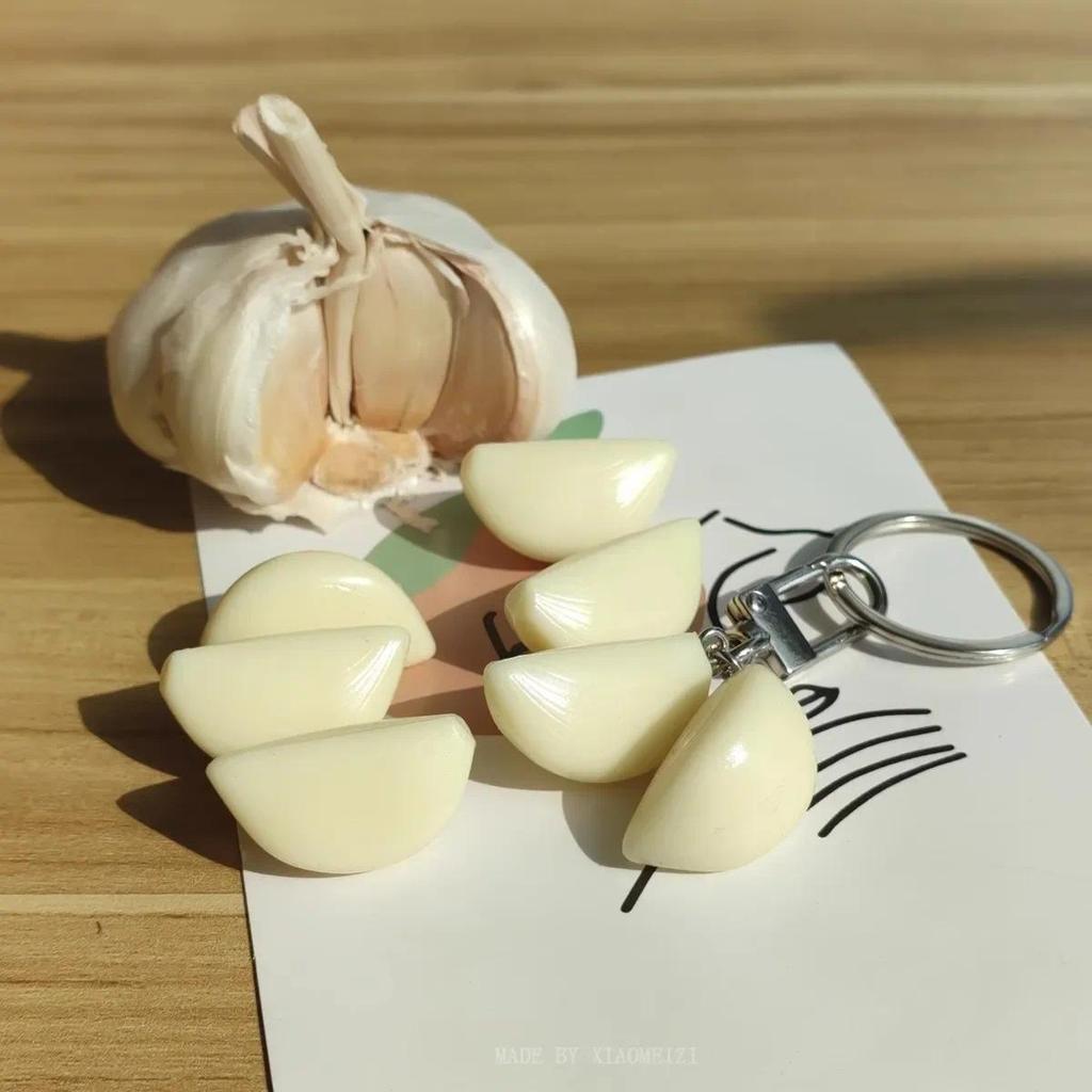 1:1 จําลองกระเทียม Clove Key CHAIN กระเป๋าสตรี Charm จําลองอาหารรถเข็น Key CHAIN นักเรียนเด็กคู่ DIY