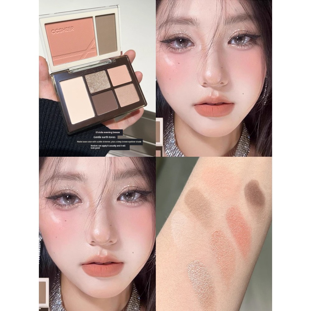 คอนทัวร์หน้า คอนทัวร์ ถาดอเนกประสงค์พับคู่!Grapefruit Xiaoxi Integrated Palette Eyeshadow Blush Cont