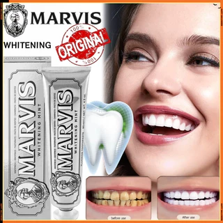 85ML Marvis ยาสีฟัน สดชื่นสูตรคมชัด ยาสีฟันฟันขาว | รุ่นล้างคราบสูบสูตรพิเศษ (คมชัดช่องฟัน ลดกลิ่นปาก สดชื่นตลอดวัน)