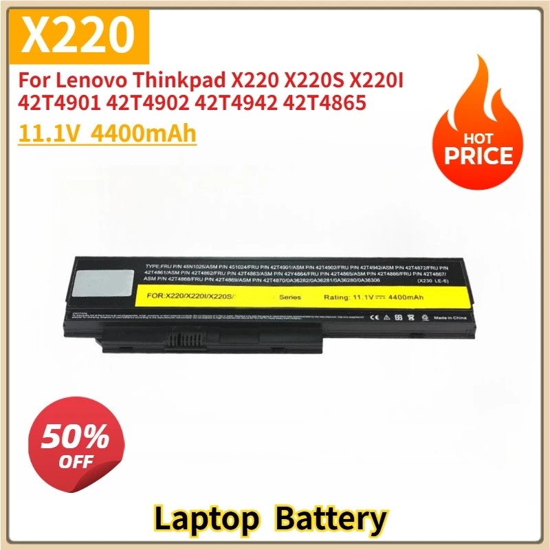 ใหม่เปลี่ยนแบตเตอรี่แล็ปท็อป 11.1V สําหรับ Lenovo Thinkpad X220 X220S X220I 42T4901 42T4902 42T4942 