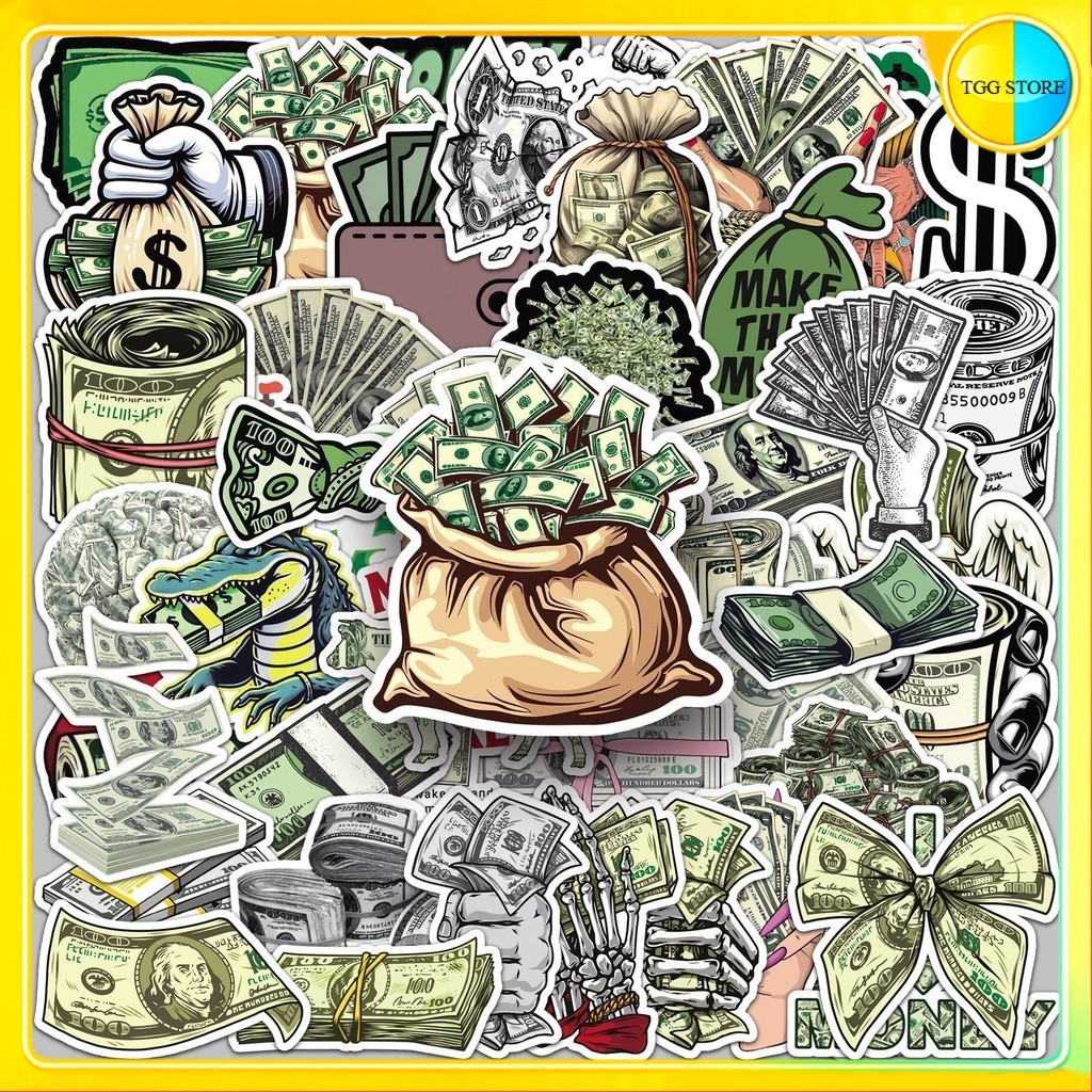 🚚พร้อมส่ง🚚 50แบบ Sticker การ์ตูน เงินดอลลาร์ สหรัฐอเมริกา Currency Dollar Sign Cartoon Money